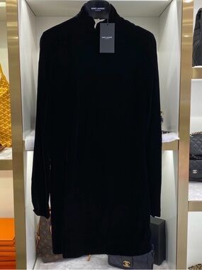 🚩steal Saint Laurent Black Velvet Garment with Gold Trim